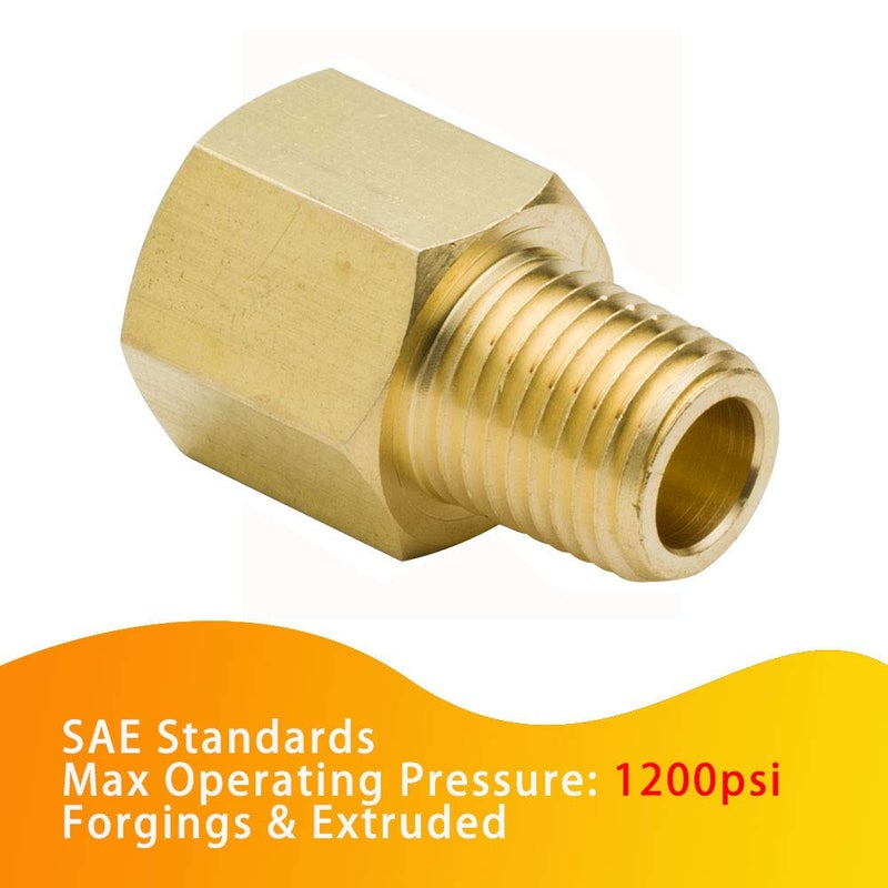 Legines 1/2" NPT Female to 3/8" NPT Male Reducing Pipe Adapter Brass Reducer Coupling Fitting 1200psi High Pressure (Pack of 2) - Image 2
